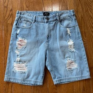NEW Men’s Distressed Plaid Patch Jean Shorts